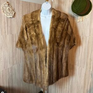 Famous Barr Vintage Elegant Brown Mink Fur Shawl Shrug